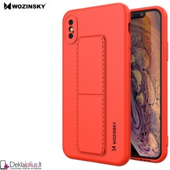 Wozinsky silikoninis dėklas - stovas raudonas (telefonui Apple Iphone Xs Max)   